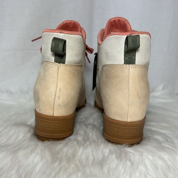Sorel Evie Sport Lace Sand Suede/Leather Waterproof Booties Sz 10 - Picture 4 of 11
